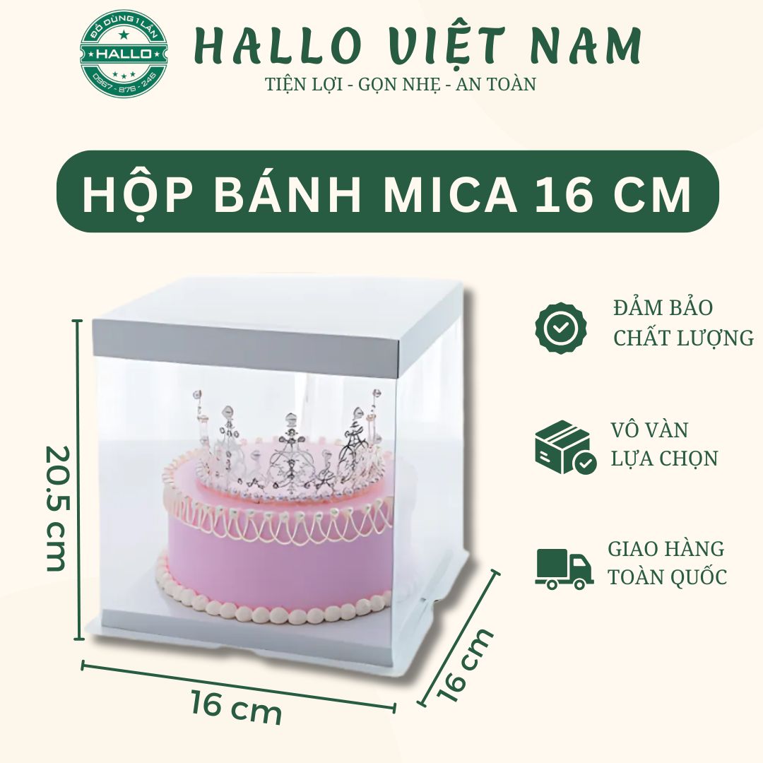 Hộp mica 3 chi tiết nhiều size đựng bánh sinh nhật quà tặng trái cây (không ruy băng)