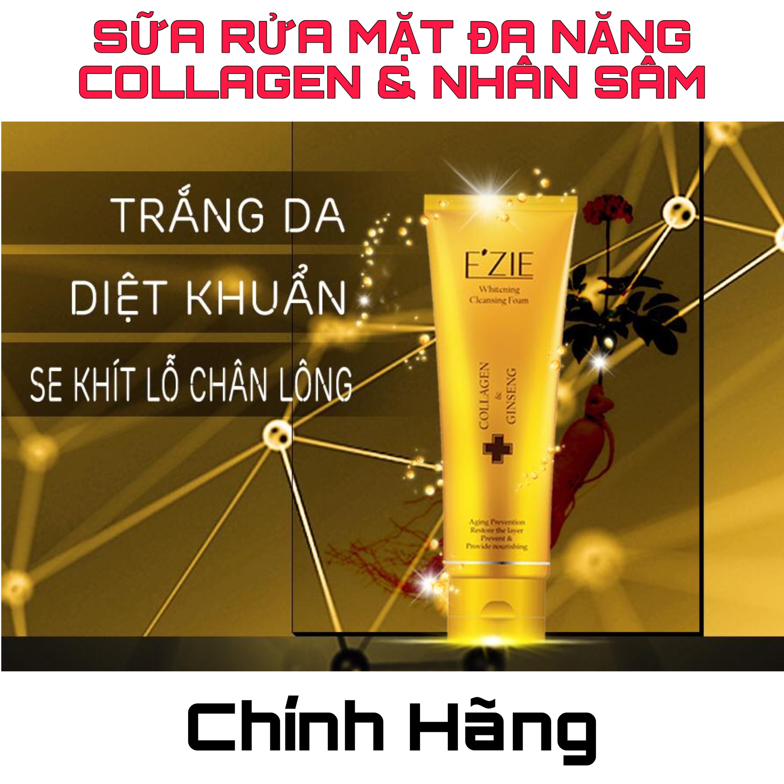 Sữa Rửa Mặt Ezie Đa Năng Collagen & Nhân Sâm - Cam Kết Chính Hãng Date Mới Nhất