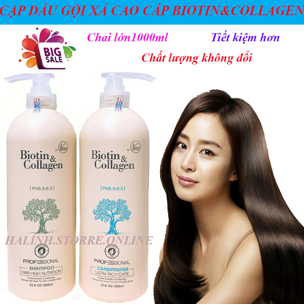 Dầu Gội Đầu Dầu Gội Cặp Biotin&CollagenCombo Gội Xả Biotin & Collagen. [Hàng Cao Cấp 100%] Loại CHAI TO 1000ml. Giảm Tóc Gãy Rụng Kích Thích Mọc Tóc Phục Hồi Tóc Hư Tổn Giúp Tóc Chắc Khỏe Bóng Mượt. GIÁ GIẢM SỐC – MUA NGAY!