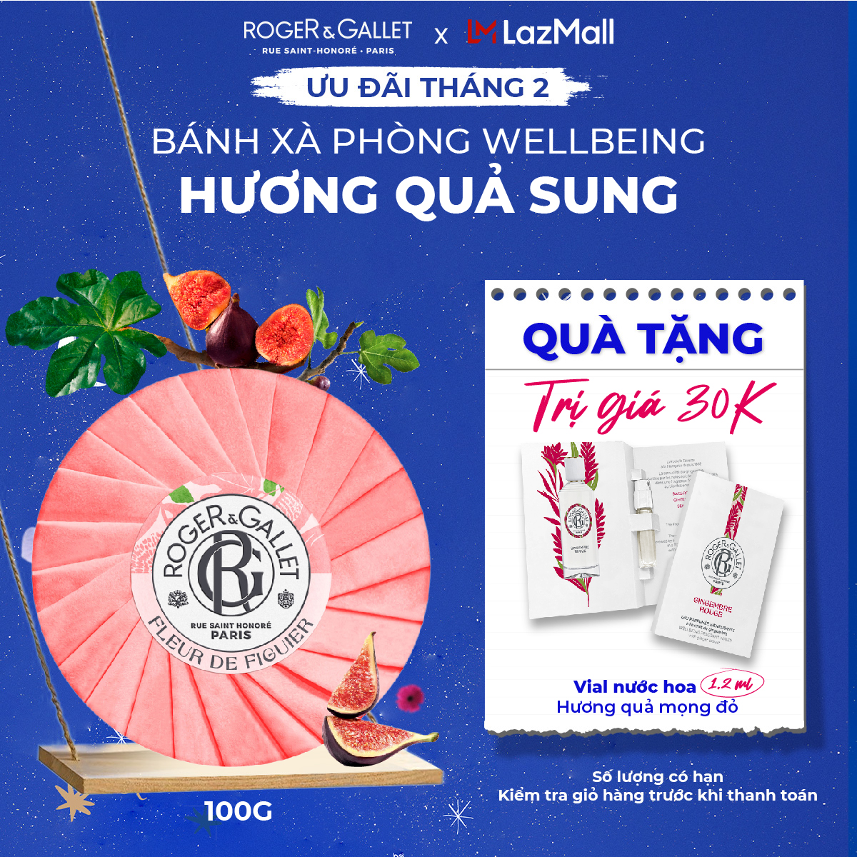 Bánh xà phòng Wellbeing hương quả sung Roger&Gallet Fleur de Figuier 100g