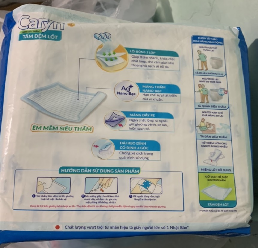 Tấm đệm lót Caryn siêu thấm 20 miếng ( 42*72 cm).
