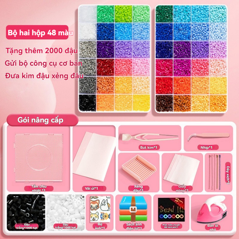 【Combo Đầy Đủ】Bộ Hạt Perler DIY 2.6mm Kèm Bàn Ủi Và Khuôn Ghép Đồ Chơi Sáng Tạo Cho BéĐồ Chơi Thủ Công DIY，Giải nén