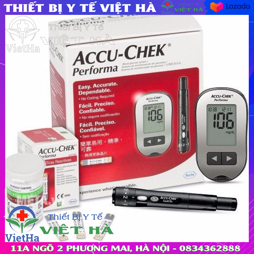 Máy Đo Đường Huyết Accu - Check Performa Chính Hãng Tặng 10 Que Thử