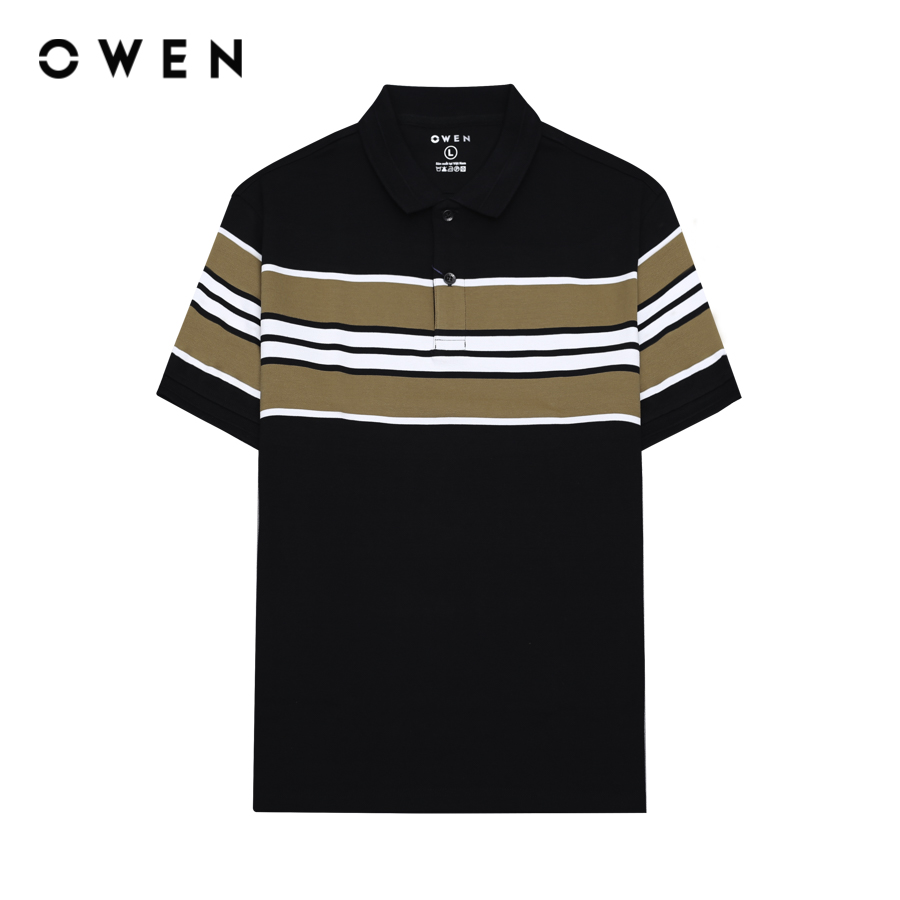 OWEN -  Áo polo ngắn tay Body Fit APV233176 màu Đen chất liệu CVC Spandex