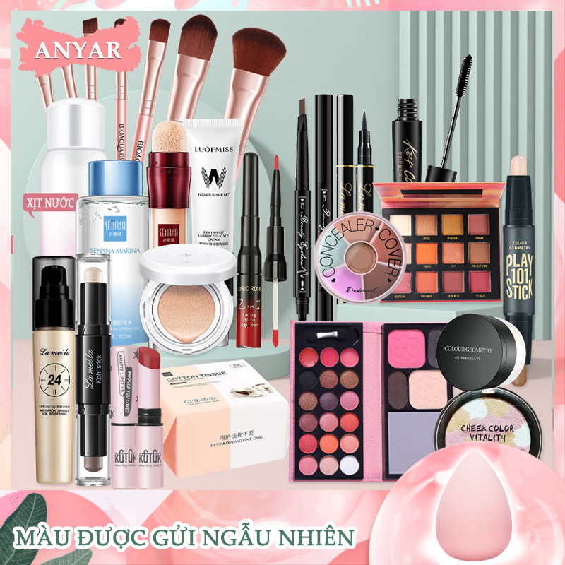 [HCM]ANYAR-20 pcs Bộ mỹ phẩm trang điểm hoàn chỉnh set người mới bắt đầu không thấm nước nữ sinh viên trang điểm nhẹ tự nhiên