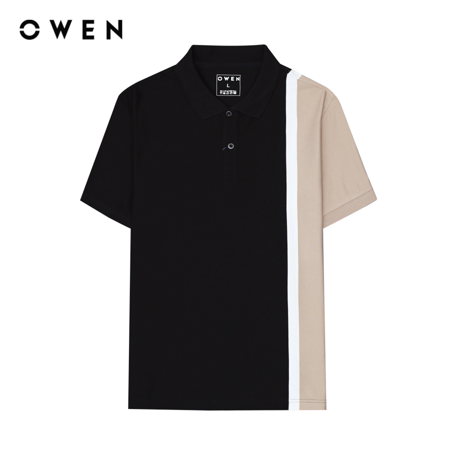 OWEN - Áo polo ngắn tay Body Fit APV243783 màu Đen chất liệu CVC Spandex