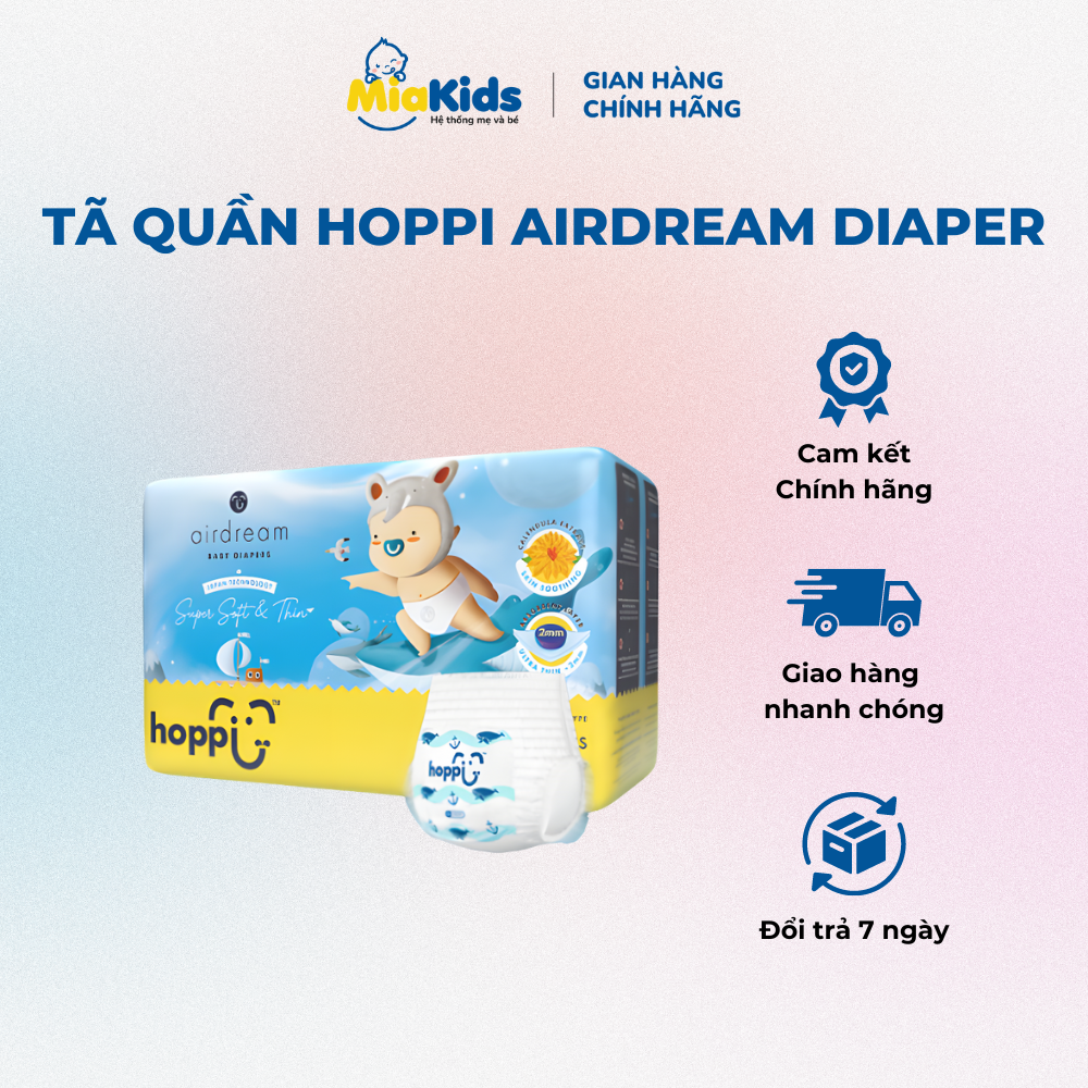 Bỉm - Tã quần cao cấp Singapo Hoppi Airdream size L 38 miếng (9 - 14kg