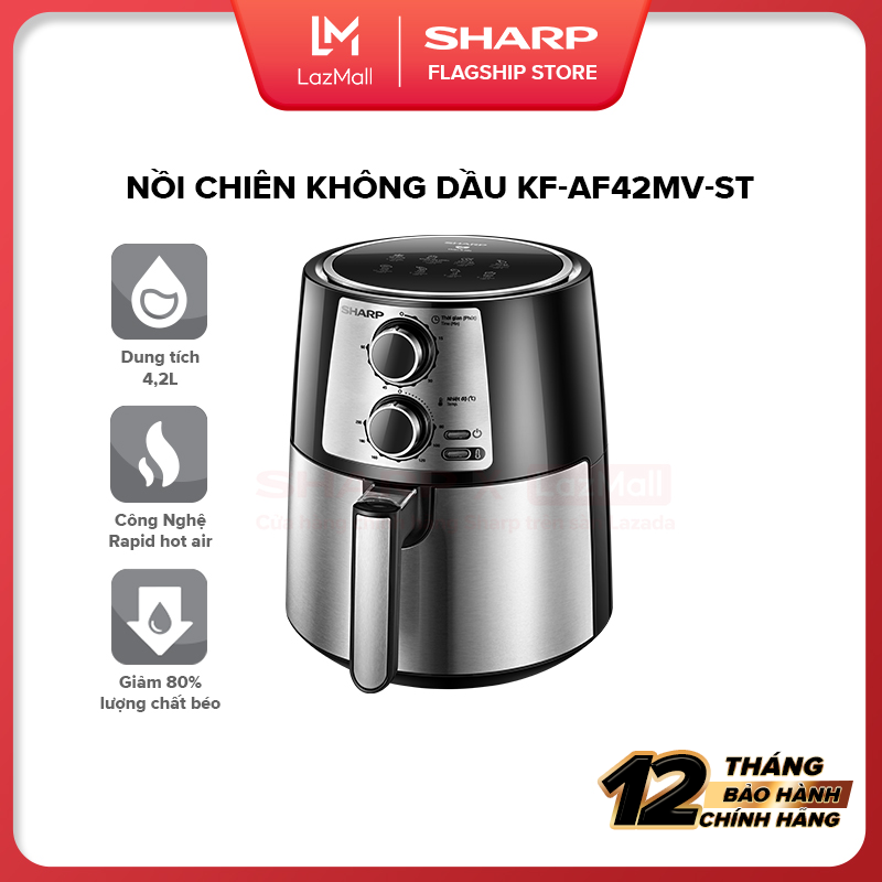 Nồi Chiên Không Dầu Sharp KF-AF42MV-ST Chống Dính 4.2L [Thép Không Gỉ Công Suất: 1250-1450W Công Ngh