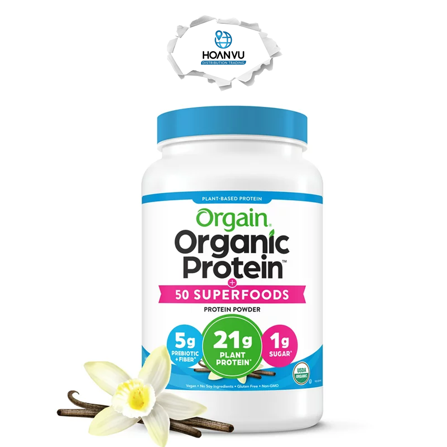 Bột Protein Orgain Organic Protein 50 Superfoods Plant Vanilla (1.22kg) - Hương Vani
