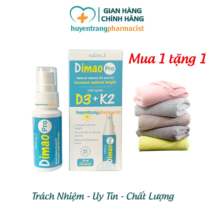 Dimao Pro - bổ sung d3 k2 dạng xịt tăng cường hấp thu canxi vitamin d3 k2 dạng xịt Dimao pro (Lọ 25ml)