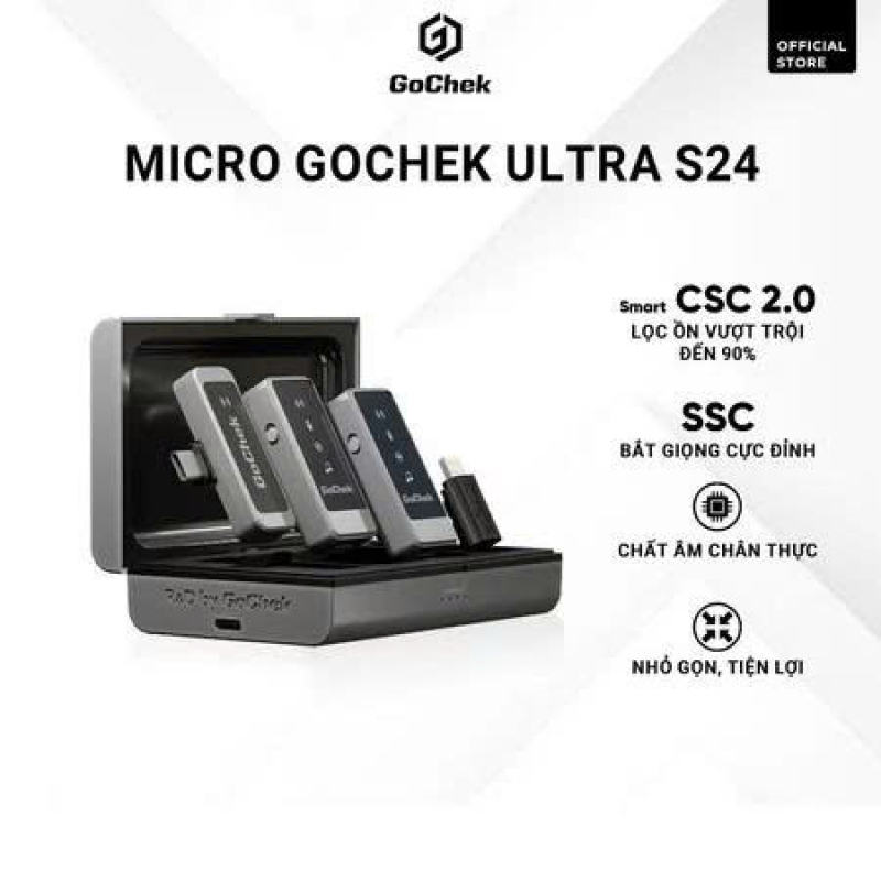 Micro thu âm không dây GoChek kèm Dock sạc lọc tạp âm khi live/quay video/ ghi âm cho điện thoại/máy tính GC-C/D ULTRA