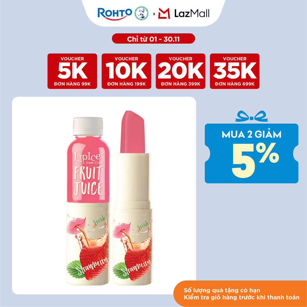Son dưỡng có màu chiết xuất trái cây Lipice Sheer Color Fruit Juice 4g (Hồng Dâu Dịu Ngọt)