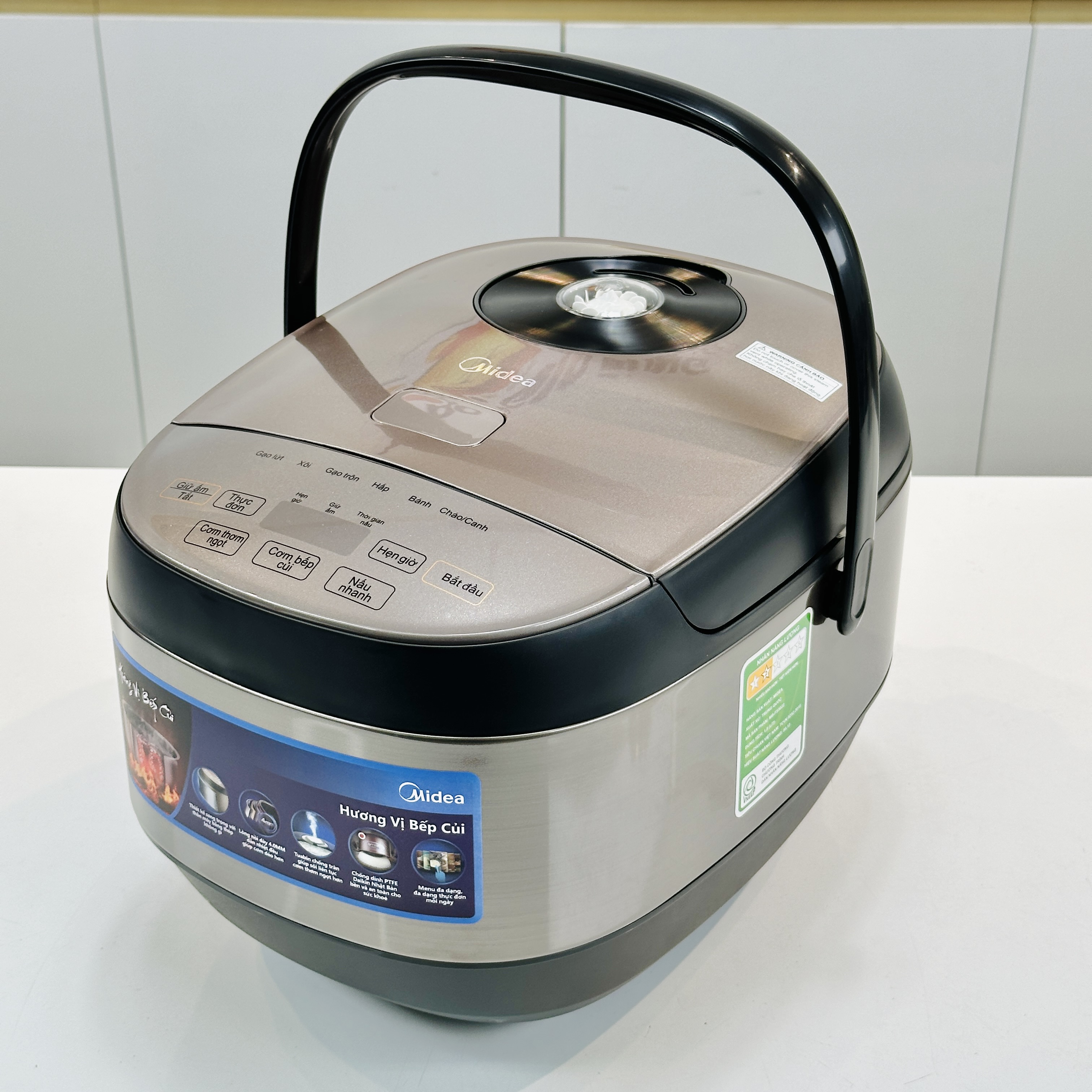 Nồi Cơm Điện Tử Midea MB-FS5022, Dung Tích 1.8L, Màu Đen Xám
