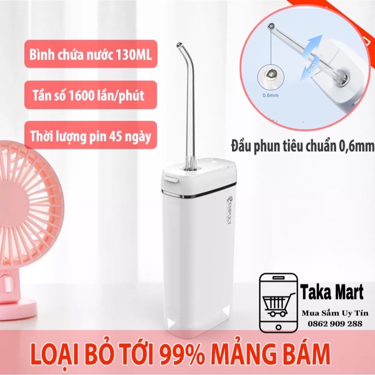 Máy Tăm Nước Mini Xiaomi Enpuly Ml6 Không Dây Pin 1100Mah Bình Chứa Nước 130Ml Dùng Chăm Sóc Răng Miệng Bảo Hành Toàn Quốc