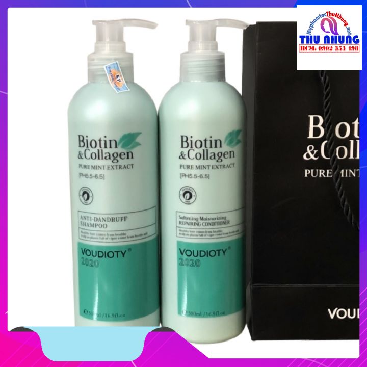 Bộ Dầu Gội Xả Ngăn Gàu Biotin Xanh Dương - Biotin Collagen Anti Dandruff 500Ml