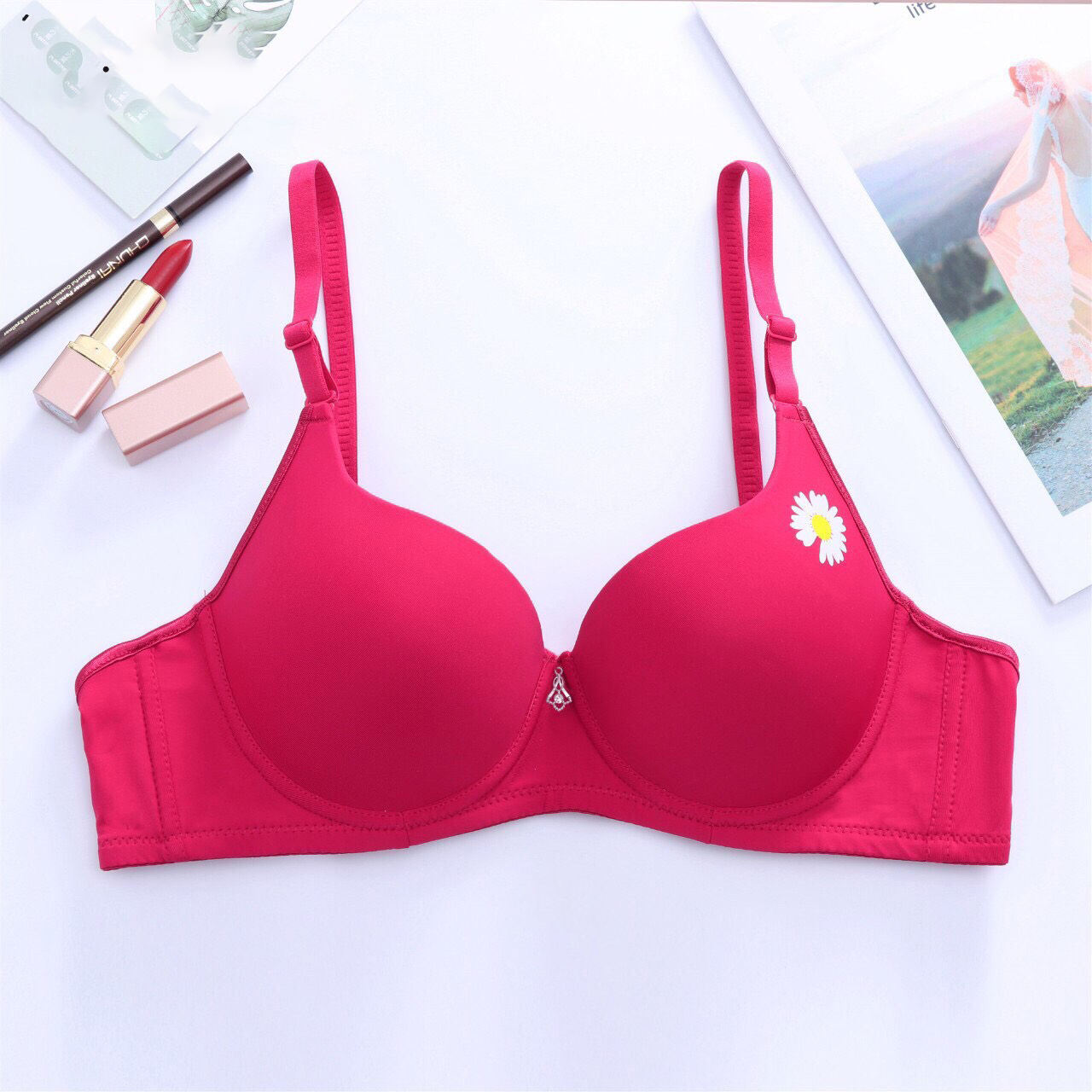 [Hoàn Tiền 15%] Áo lót hoa cúc có gọng nâng đẩy ngực