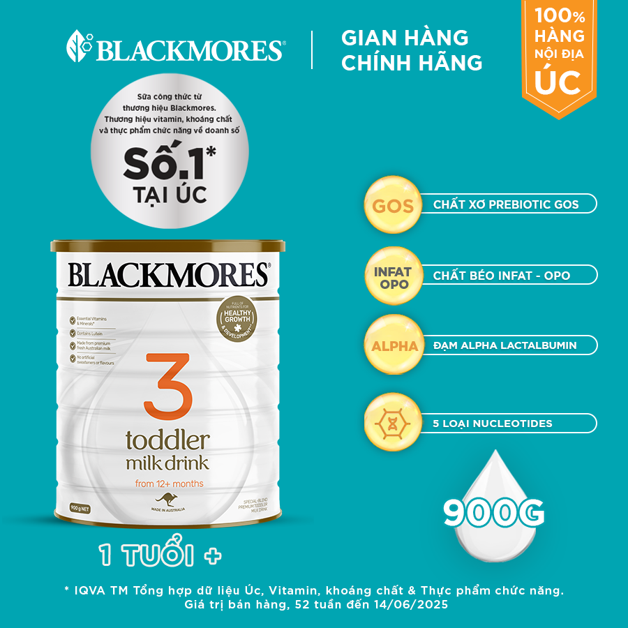 [DATE MỚI] Sữa Blackmores Toddler Milk Drink số 3 (900g)