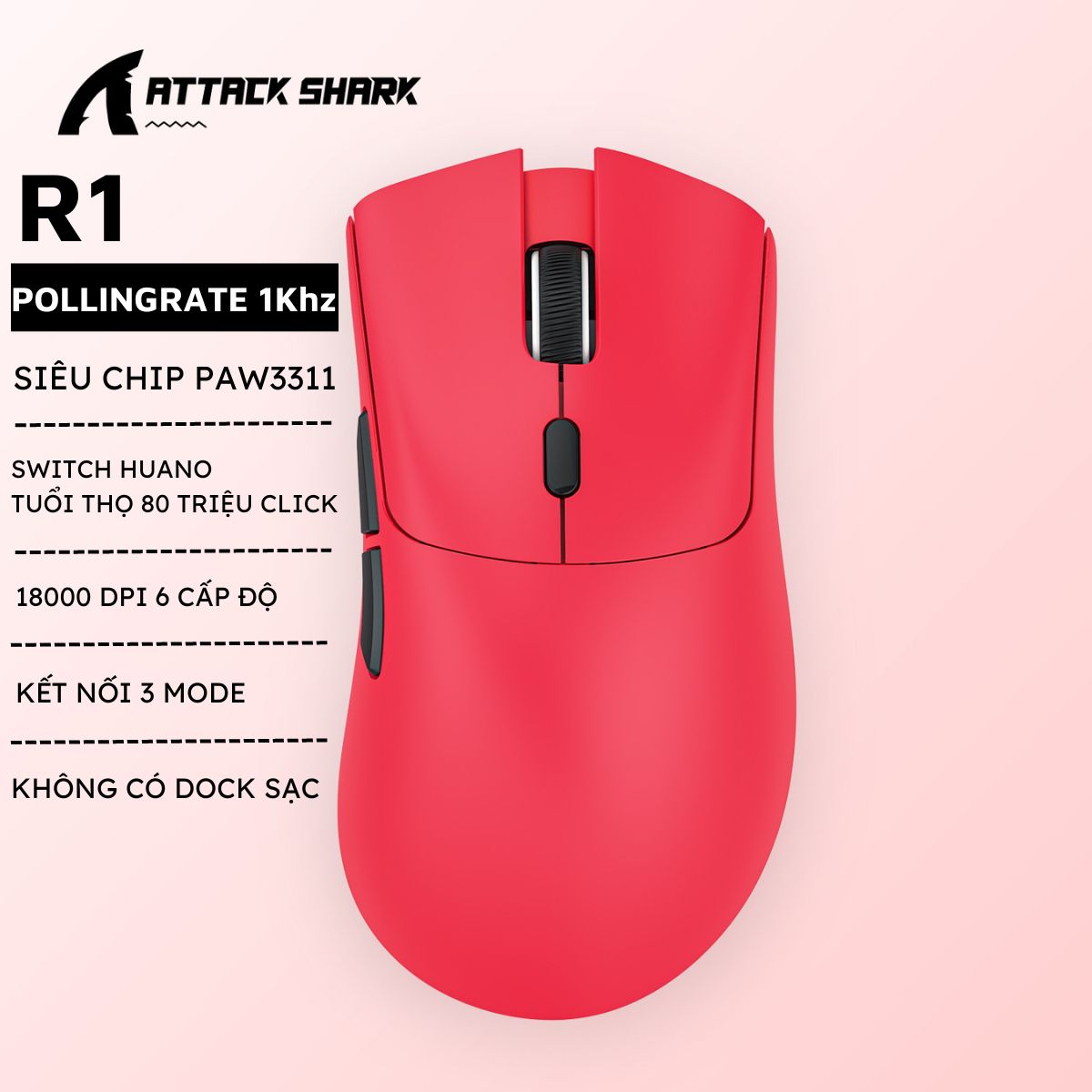 Chuột Gaming Không Dây Bluetooth Attack Shark X11 Chip PRO PAW3311 Có Dock Sạc LED 22000 DPI Dùng Ch