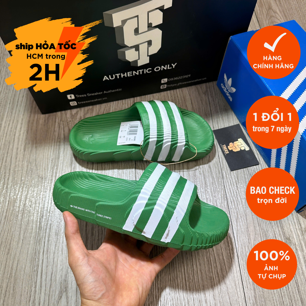 [CHÍNH HÃNG] Dép ADIDAS ADILETTE 22 Preloved Green White IG9260 Full Box Tag Auth