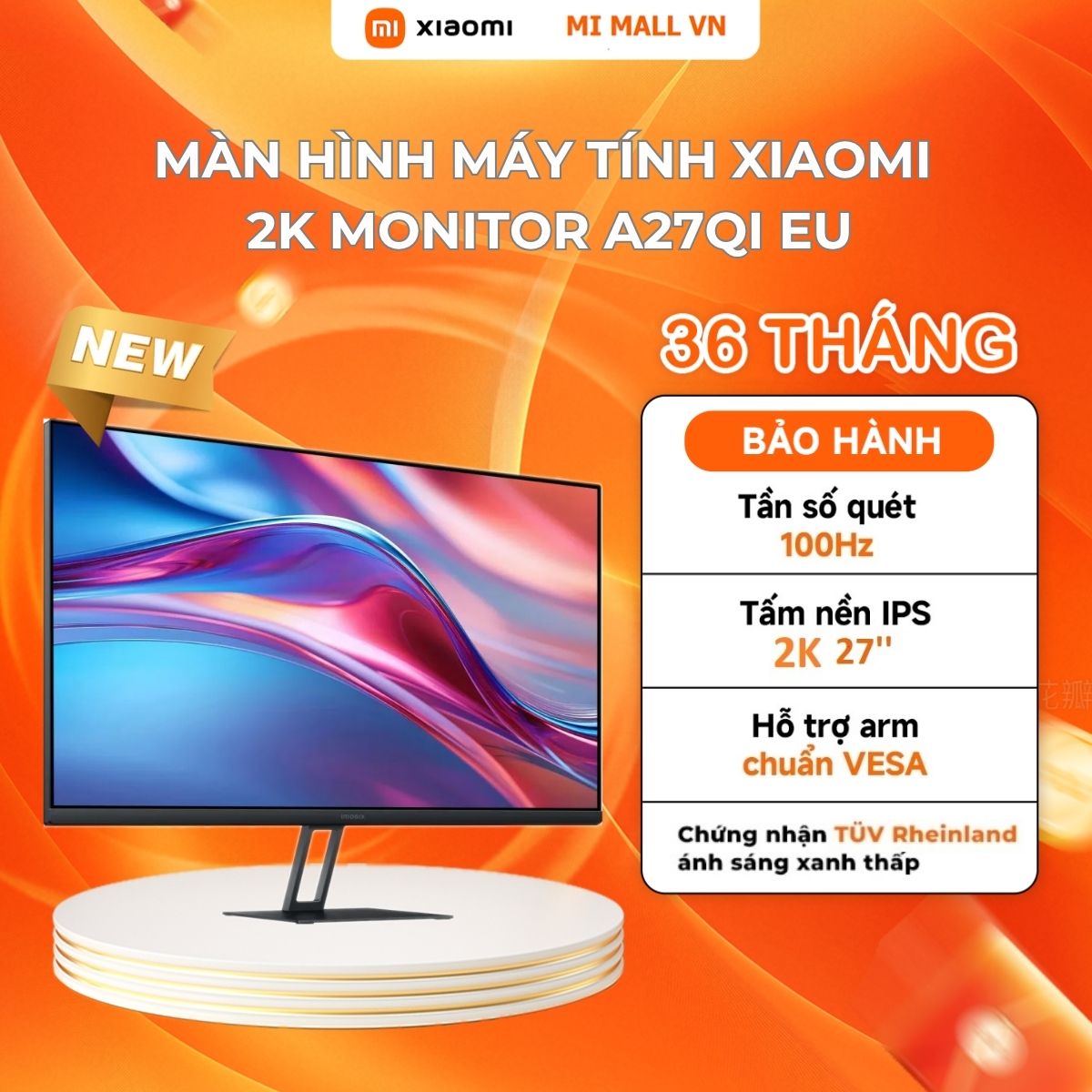 Màn Hình Máy Tính Xiaomi 2K Monitor A27Qi EU 27inch / LCD IPS / 100Hz / 2K / 6ms - Phiên Bản Quốc Tế
