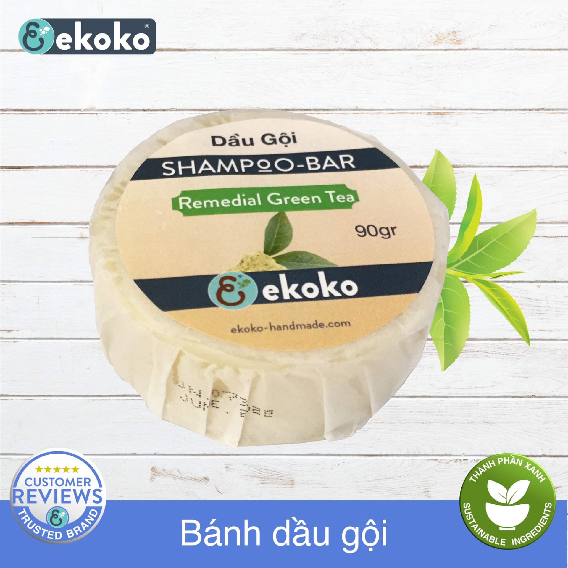 Bánh Dầu Gội Ekoko Remedial Green Tea Shampoo Bar 90G