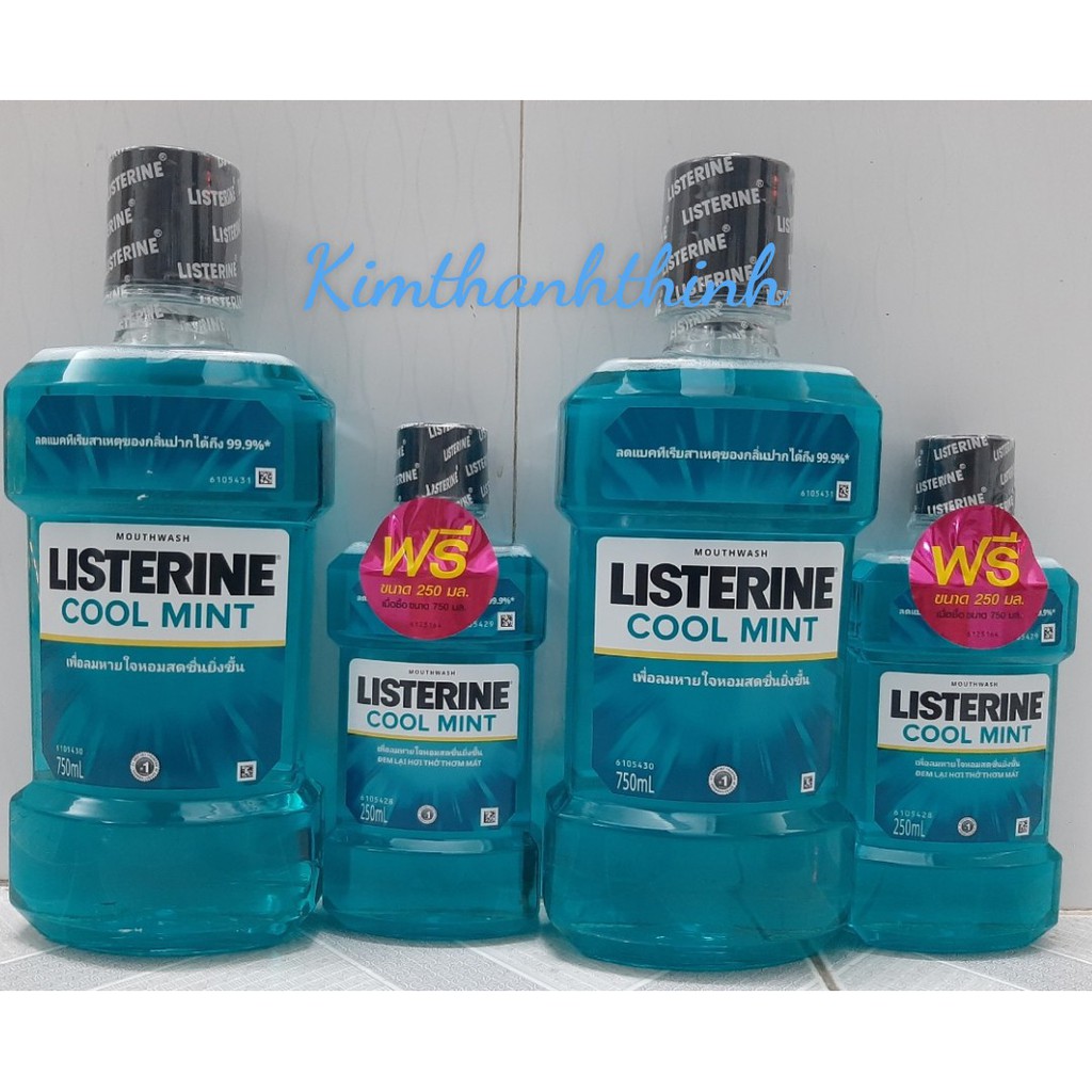 [Hcm](Ktt) Combo Nước Súc Miệng Ngăn Vi Khuẩn Listerine Hương Bạc Hà Chai 750Ml Và 250Ml