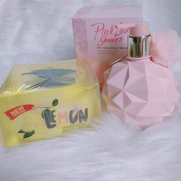 [Chính Hãng ?%] Combo Dưỡng Trắng Da Toàn Thân Sữa Tắm Xông Trắng Pink Lady Shower & Kem Body Lemon Chanh