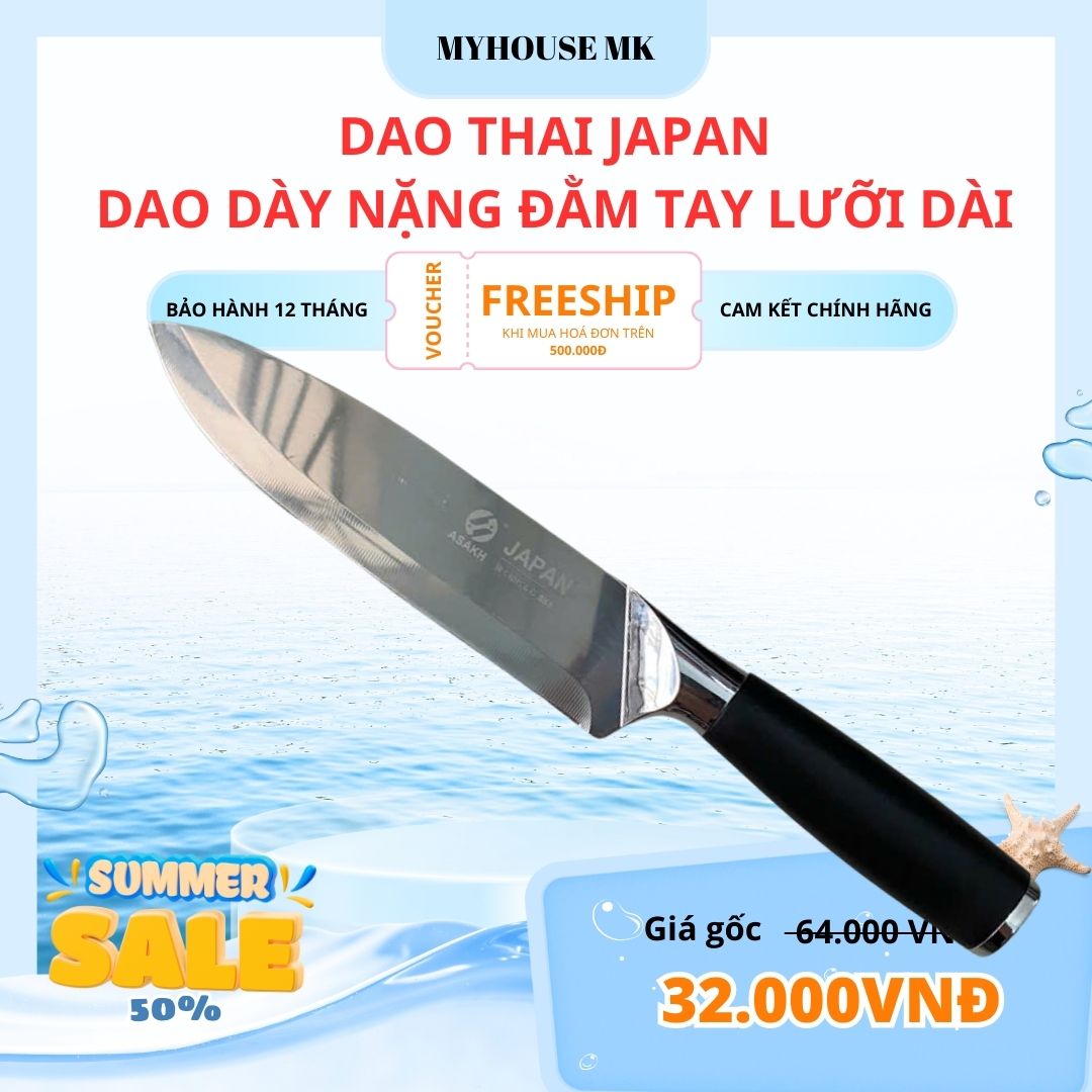Dao cắt thịt đông - dao thái thịt của Nhật-Lưỡi dao làm bằng inox 304 chuẩn Japan. Cán giã gỗ tròn.