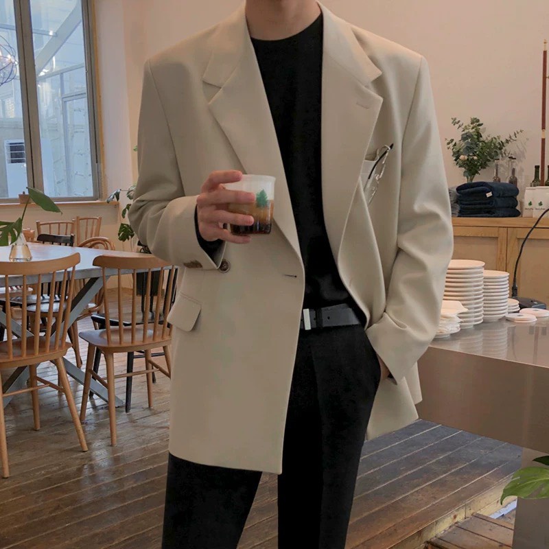 Áo khoác blazer nam form rộng có đệm vai áo khoác nam phong cách Hàn Quốc hàng cao cấp