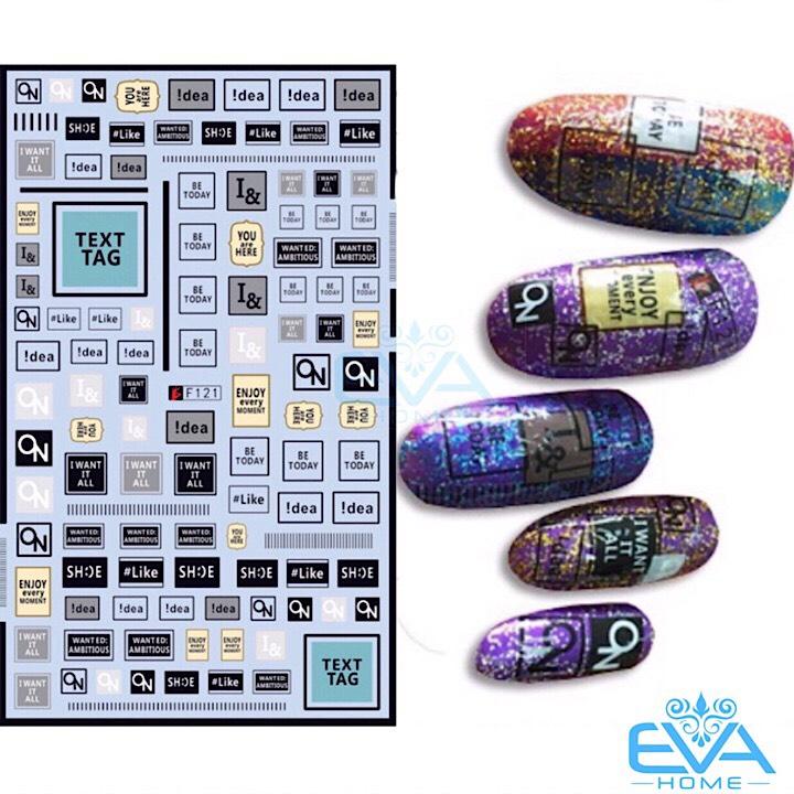 [Hcm]Miếng Dán Móng Tay 3D Nail Sticker Tráng Trí Hoa Văn Hoạ Tiết Chữ Viết Alphabet F121