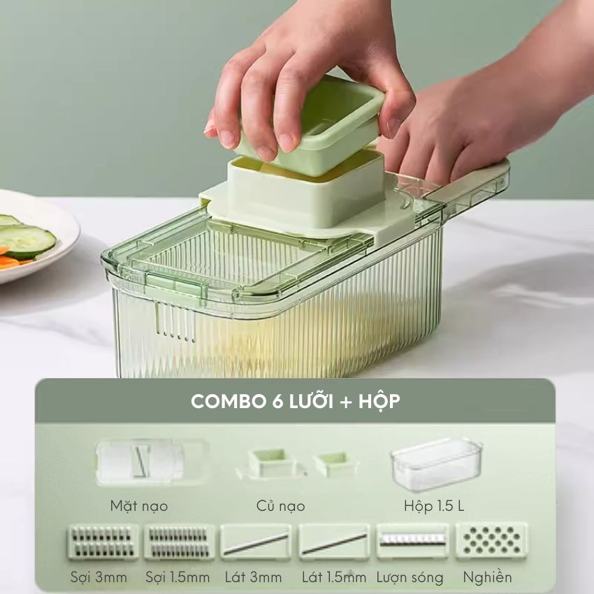 Bộ nạo sợi rau củ đa năng FEEKA 6 lưỡi dao đồ bào rau củ đa năng cao cấp nhỏ gọn