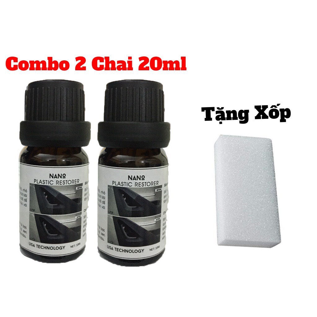 Chai Phục Hồi Nhựa Nhám NANO PLASTIC RESTORER Remover 10ml/20ml/50ml Làm Đen Mới Nhựa Nhám Tặng Mút 