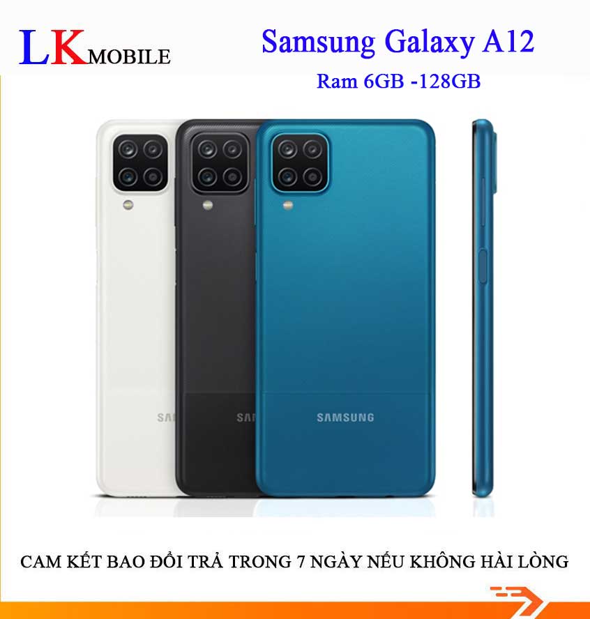 Điện thoại Samsung Galaxy A12 Ram 6GB bộ nhớ 128GB máy zin full chức năng pin 4500 mAh kèm 1 ốp lưng