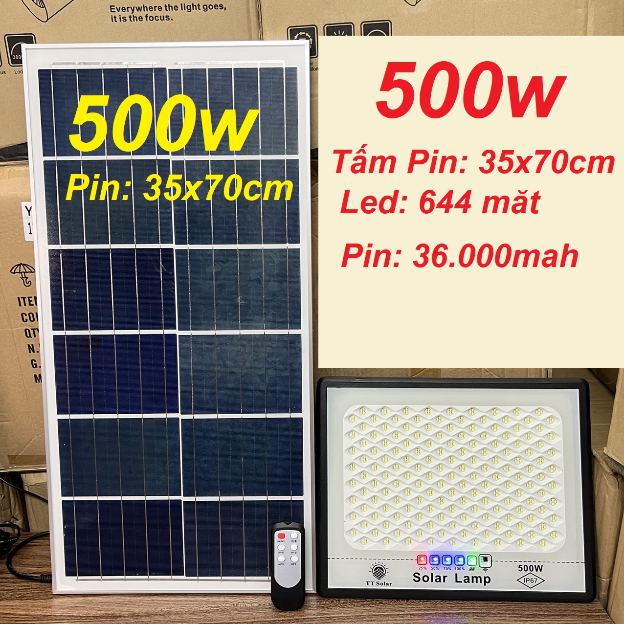 Đèn năng lượng mặt trời đèn led  năng lượng mặt trời chống lóa Solar Lamp khung nhôm 50W100W200W300W