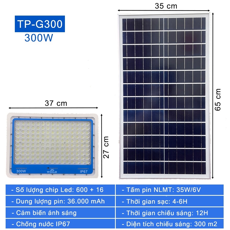 Đèn Pha Led Kim Cương Năng Lượng Mặt Trời TP Solar 150W 200W 300W TP-G150 TP-G200 TP-G300 Chống Lóa 