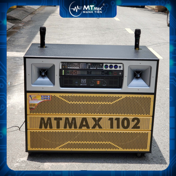 Loa kéo di động MTMax 1102 - Dàn karaoke ngoài trời bass 4 tấc đôi ngang 2 treble - Loa khủng long c