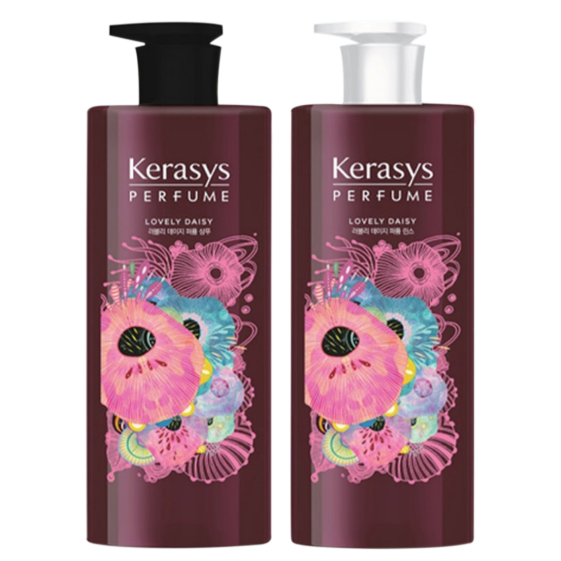 Cặp Gội Xả Nước Hoa Hương Cúc Rừng Và Xạ Hương Kerasys Lovely Daisy Hàn Quốc 600Ml