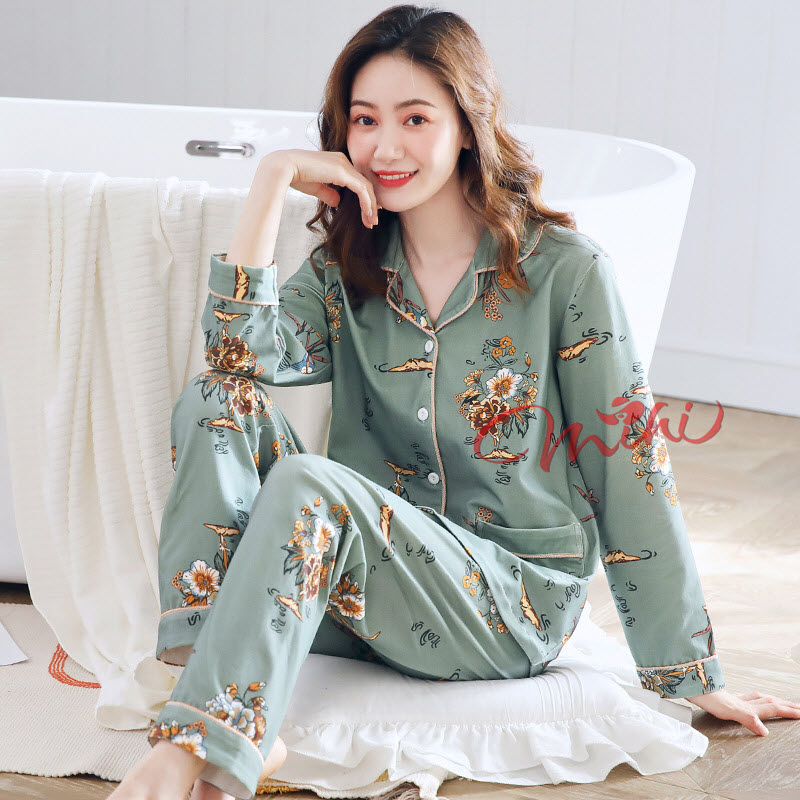 Bộ Pijama trung niên nữ dài tay B92 - Đồ bộ quần áo ngủ mặc nhà thu đông mùa hè cho mẹ cho bà - Bộ