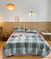 Bộ Chăn Ga Gối Cotton Tici Đũi Chần Bông CAS Decor