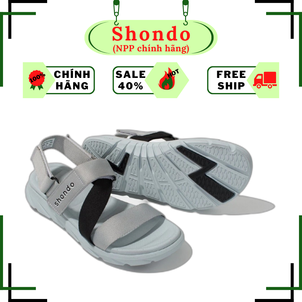 [SALE 50%] Giày Sandals Nam Nữ SHONDO F6 SPORT- XÁM PHỐI ĐEN F6S2011 SANDAL đi học đi chơi sandals t