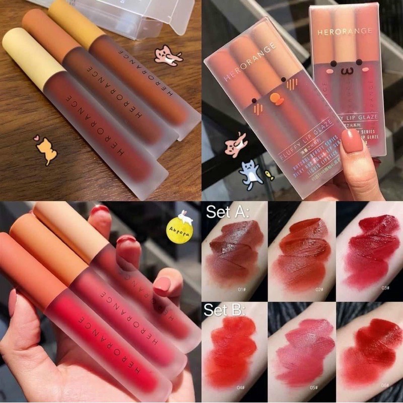 1 Cây Son Kem Lỳ Herorange Fluffy Lip Glaze - Nunam Shop