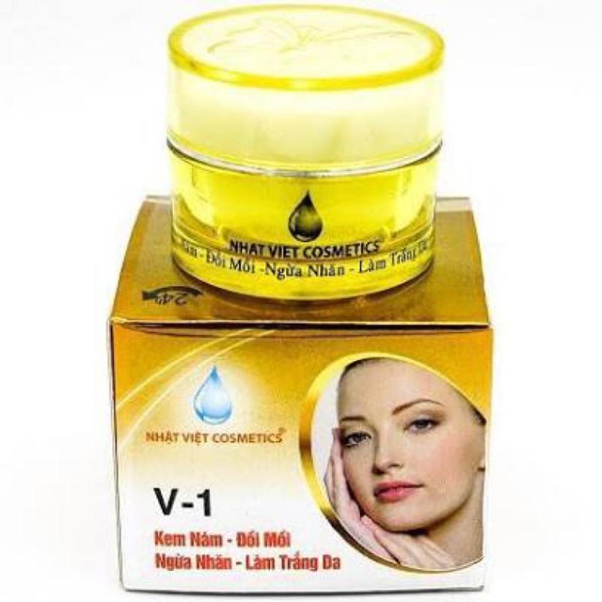 [HCM]Kem Nhật Việt V1 Đồi Mồi Nám Chống Nhăn Làm Trắng Ngọc Trai Đen Sữa Ong Chúa (8g)