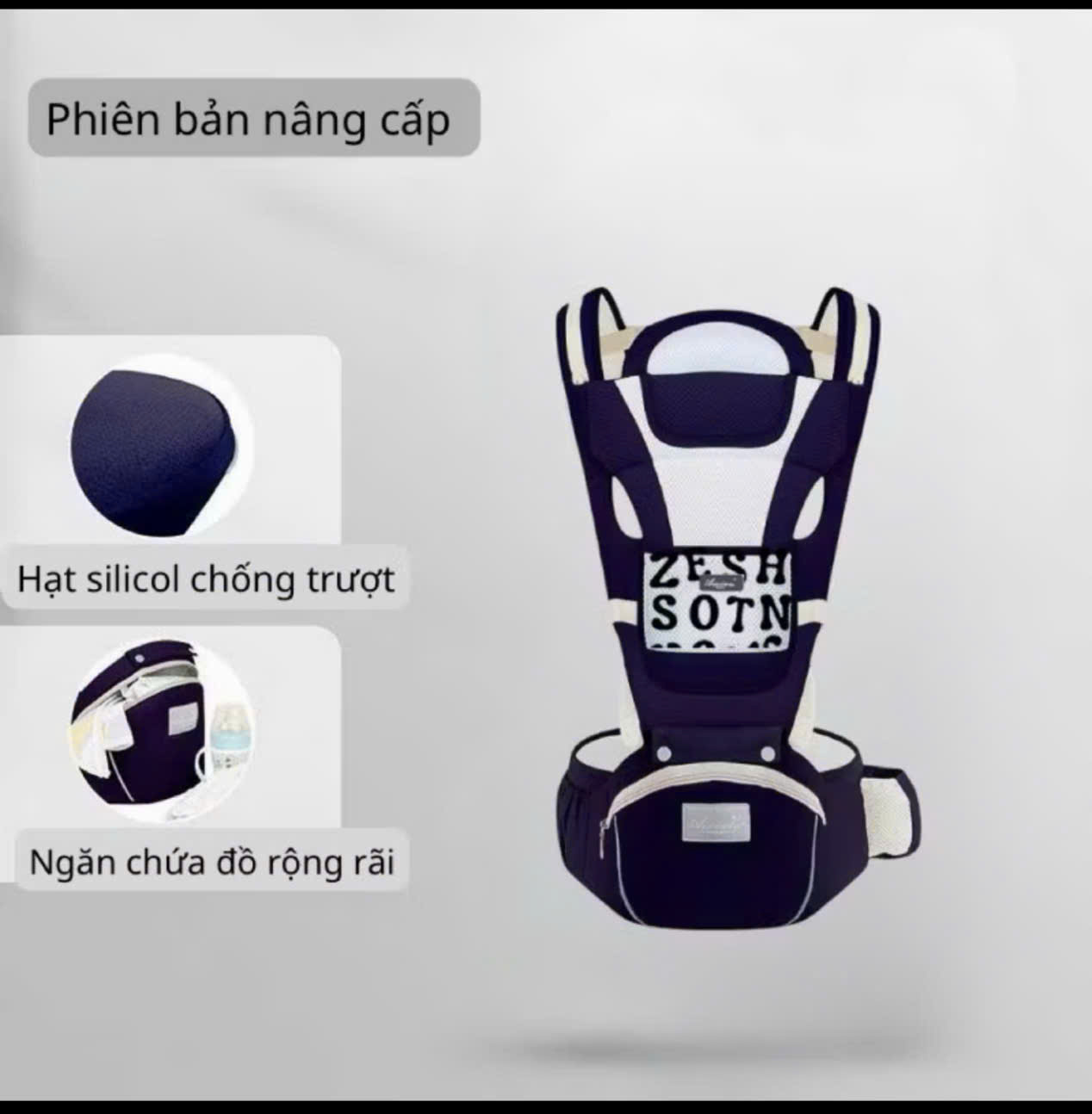 ĐAI ĐỊU EM BÉ CÓ BỆ NGỒI NGĂN ĐỂ ĐỒ CHO BÉ TỪ 0- 36 THÁNG- ĐỊU NGỒI ĐA NĂNG 9 TƯ THẾ AN TOÀN TIỆN LỢI CHO MẸ VÀ BÉ YÊU