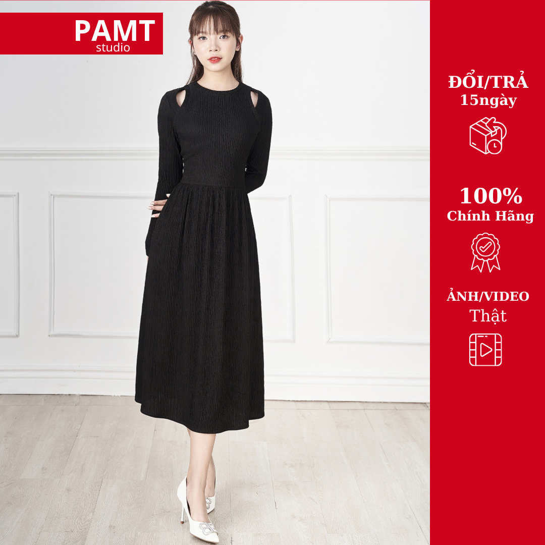 Đầm nữ Thiết kế PAMT dáng đầm chữ  A tay dài chất vải len dệt kim vân dọc - 158