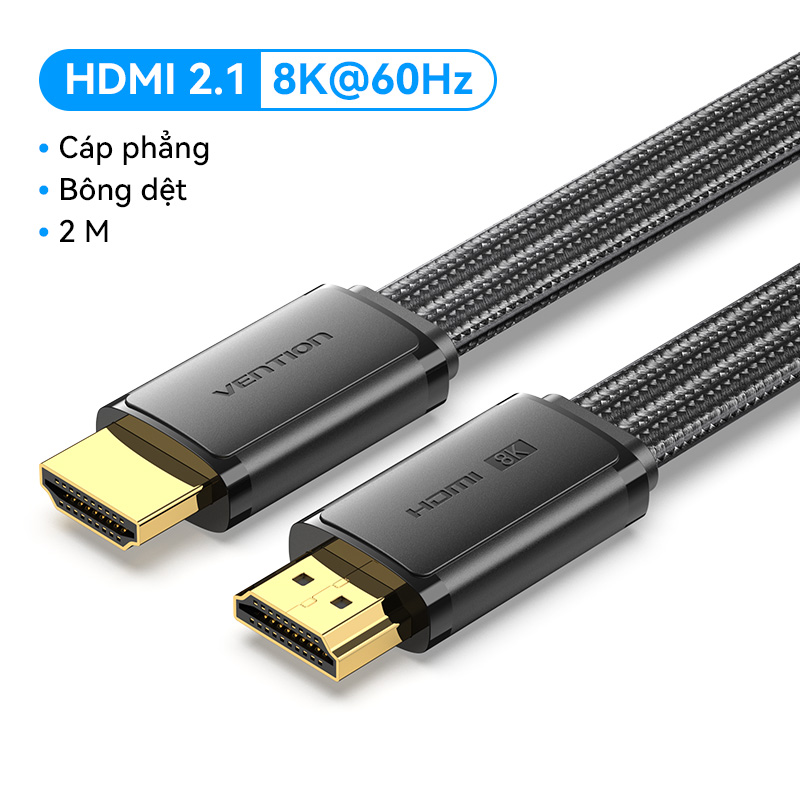 Vention dây cáp HDMI 2.1 8K 4K/120Hz 3D HDMI 2.1 Cable High Speed 48Gbps cáp HDMI kết nối tivi 1M 2M