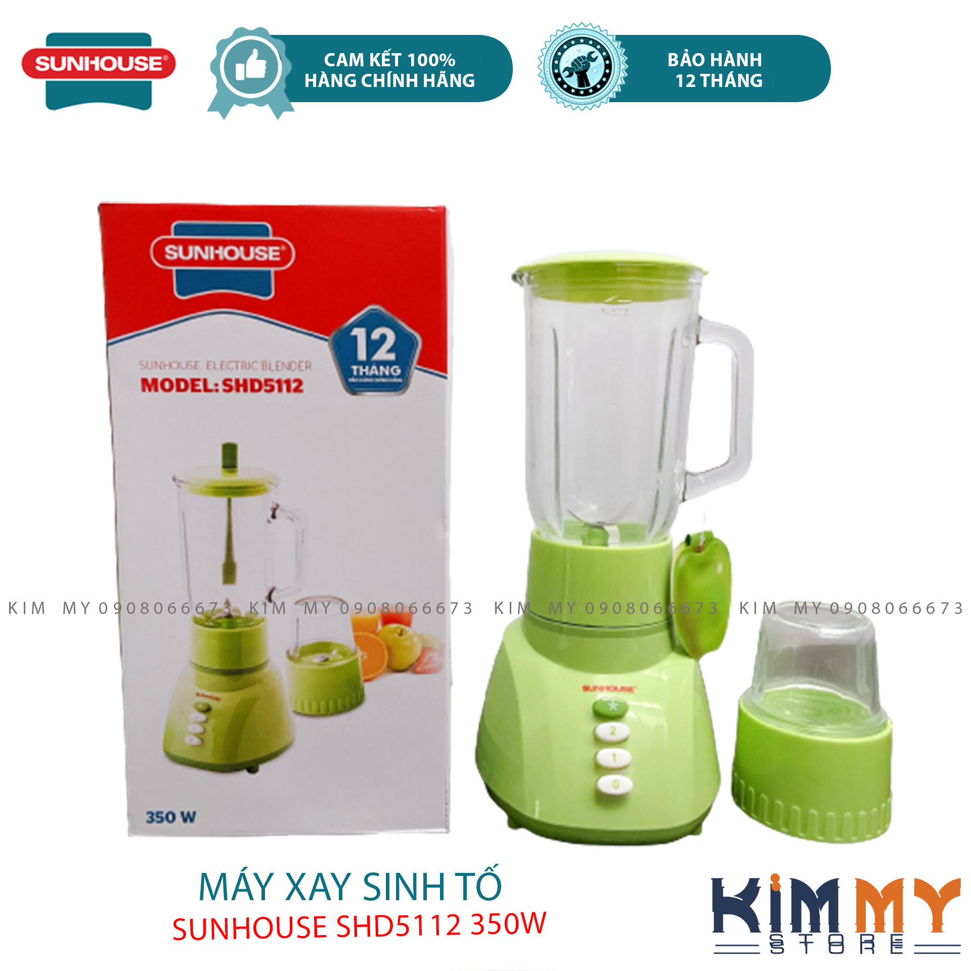 Máy xay sinh tố SUNHOUSE SHD5112  2 CỐI THUỶ TINH - Máy Xay Sinh Tố Đa Năng Cối Xay Dung Tích 1 Lít 