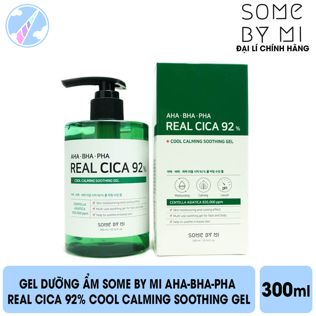 [Hcm]Gel Dưỡng Ẩm Và Làm Dịu Da Some By Mi Aha - Bha - Pha Real Cica 92% Cool Calming Soothing Gel 300Ml