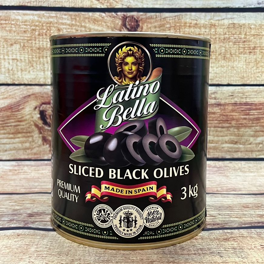 Quả Oliu Đen & Quả Oliu Xanh Tách Hạt (Latino Bella) Pitted Black Olives hộp 3KG