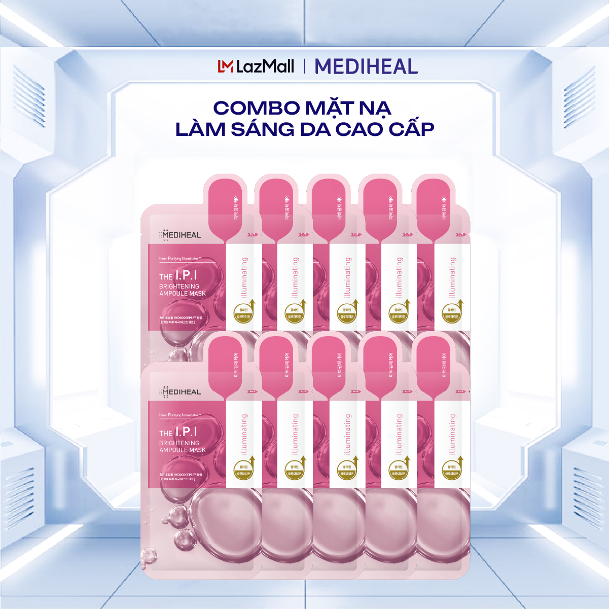 Combo 10 Miếng Mặt Nạ Mediheal Chứa Tinh Chất Dưỡng Da Cao Cấp Mediheal Ampoule Mask 27ml