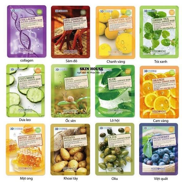 Mặt nạ giấy dưỡng da 3D Foodaholic Natural Essence Mask dưỡng da sâu thành phần thiên nhiên lành tính thích hợp dùng hàng ngày – HONGS BEAUTY